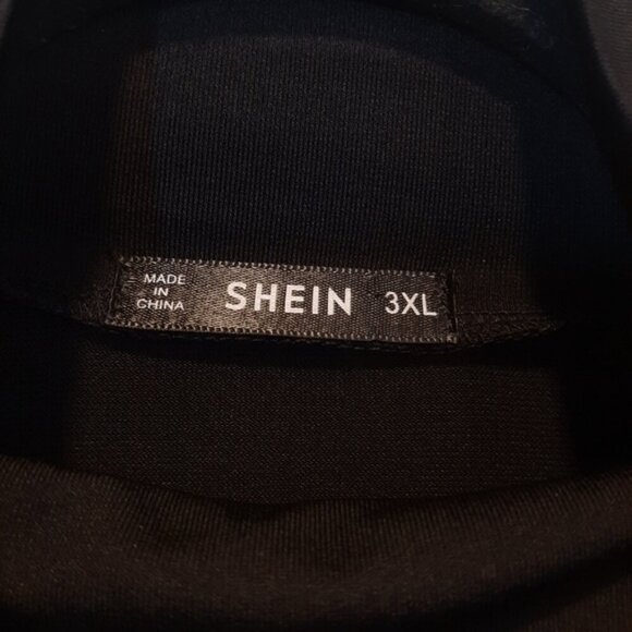 3/$20 SHEIN Mock Neck Fitted Top Sheer Inset Long Sleeve Sexy Black Plus Size 3X - Picture 7 of 9